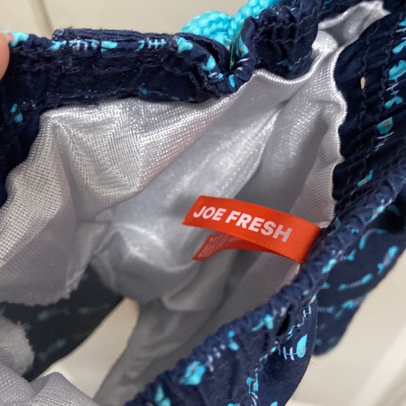 Joe Fresh NWOT 6-12 Month Navy Blue Fish Bone Swimming Trunks - Picture 5 of 6